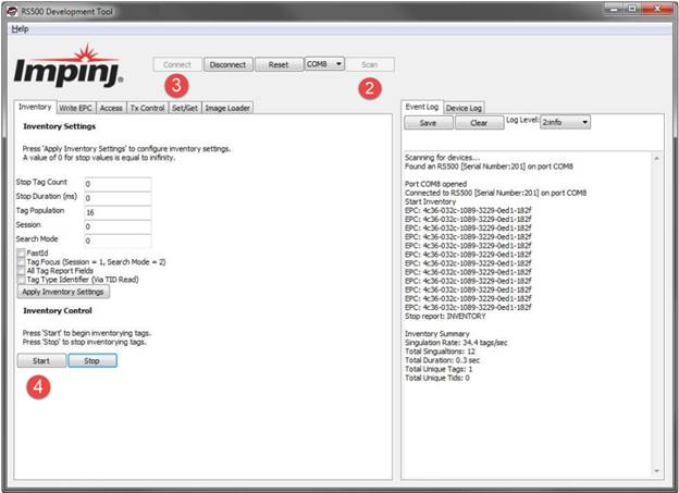 RS500 Tool GUI Configuration